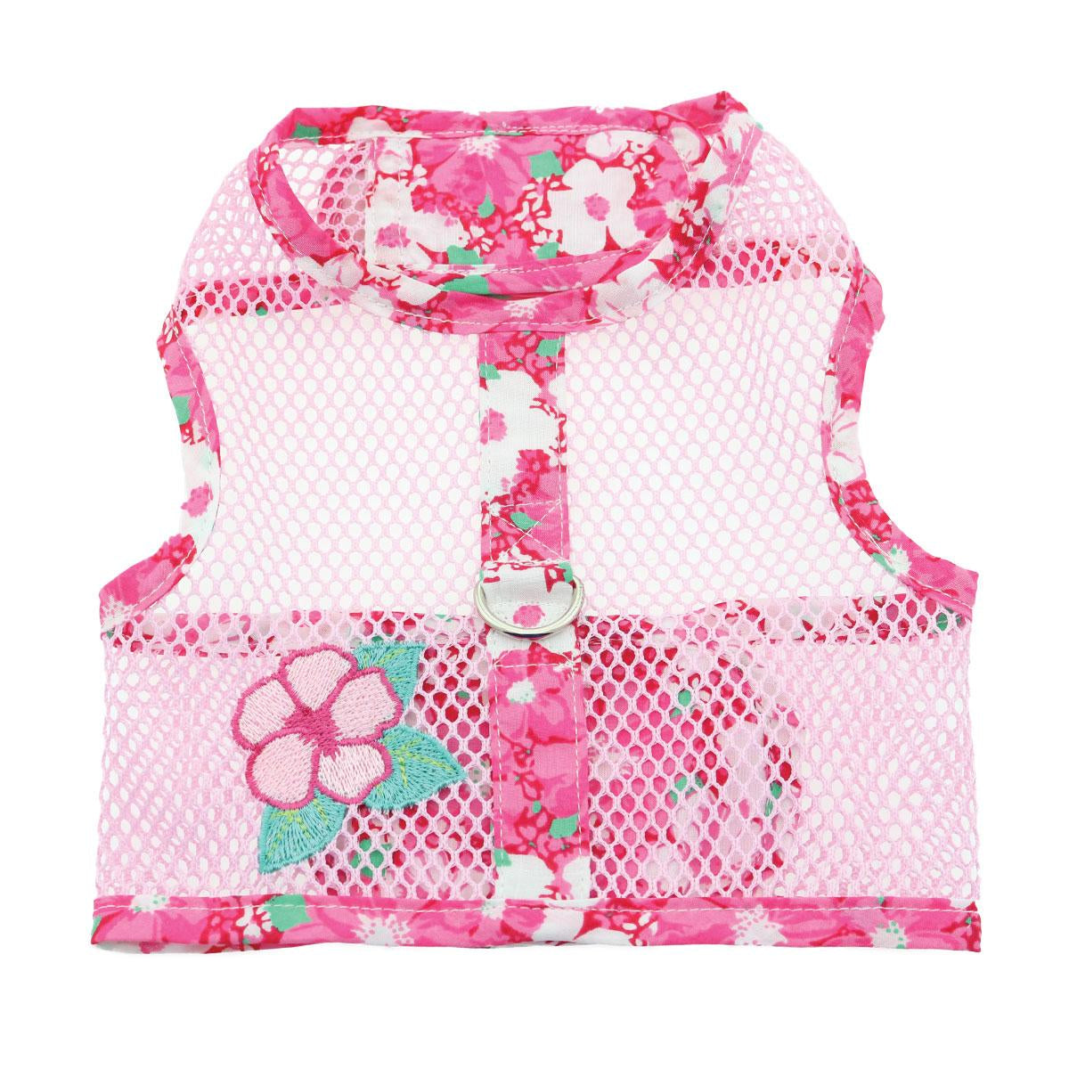 Cool Mesh Dog Harness with Leash - Hawaiian Hibiscus Pink