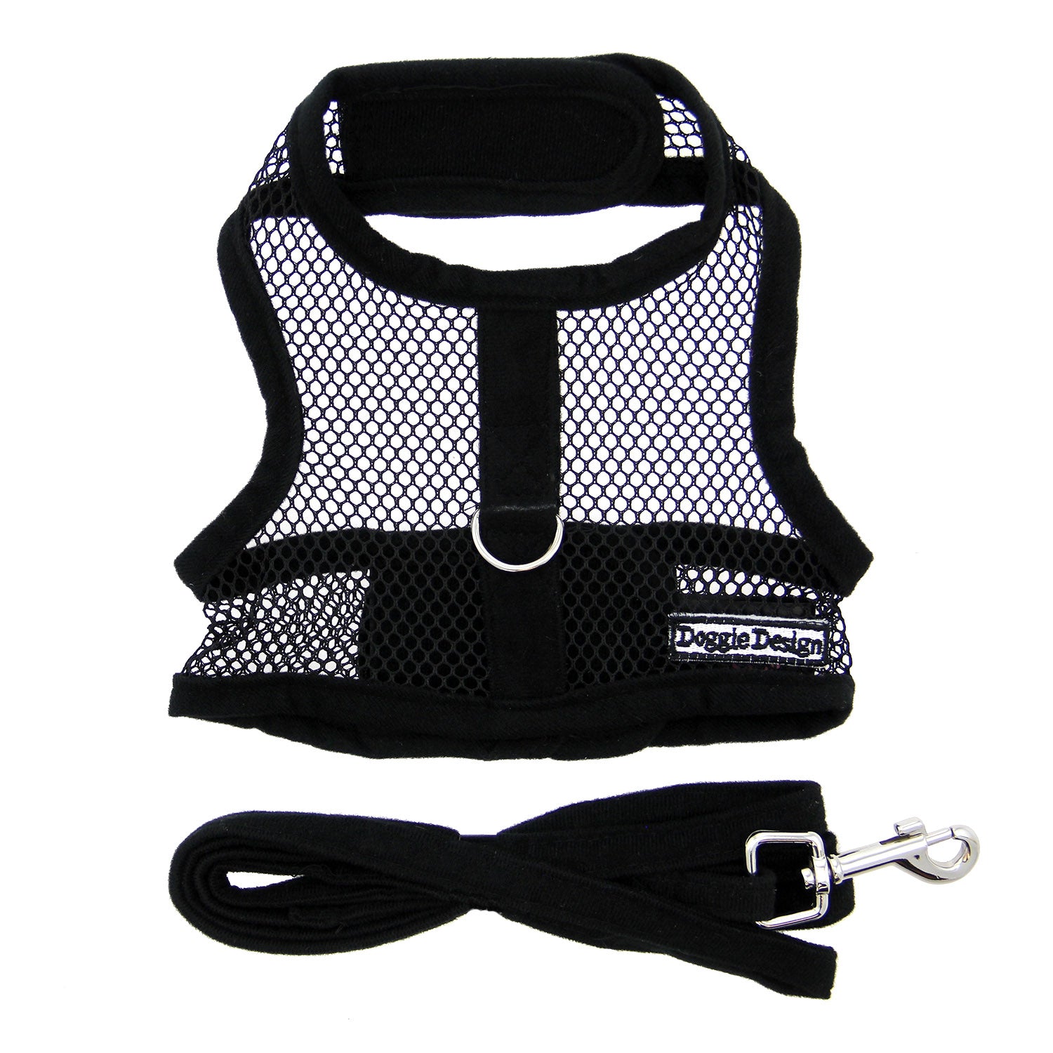 Cool Mesh Dog Harness with Leash - Solid Black