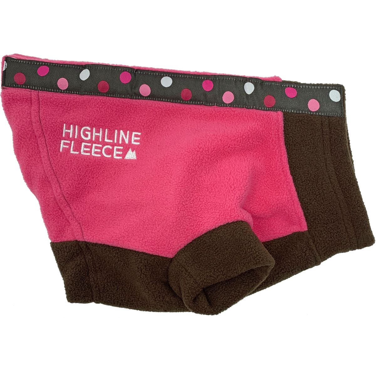 Highline Fleece Dog Coat - Pink and Brown with Polka Dots